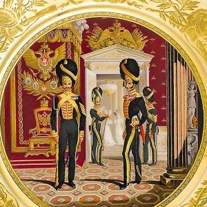 Тарелка из "военной серии" "Гренадеры в интерьерах Зимнего дворца", ИФЗ, 1829 год